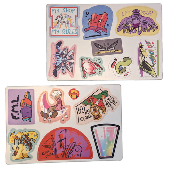 Fix Em Up Stick Em Up Sicker Sheet Sets! Pins and Patches POH Misprint Set ($6)  