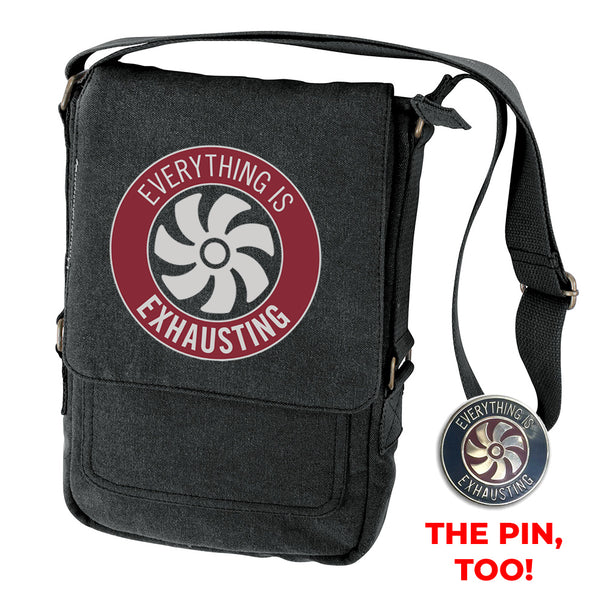 Everything is Exhausting Tech Bag Bags Wondermark Add the Pin for $7 more!