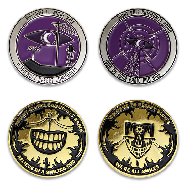 WTNV and Desert Bluffs Coins Welcome to Night Vale Both!