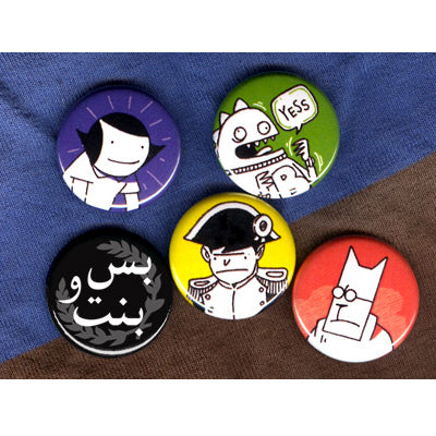 Cat and Girl Button Pack Pins and Patches CG   