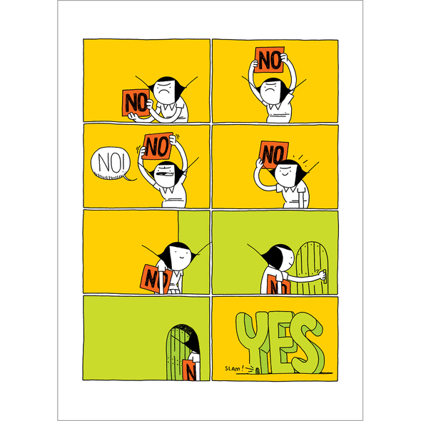 House of Yes Print (8.5x11") Art Cat & Girl