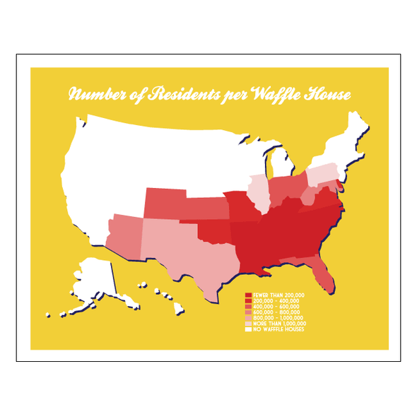 Number of Residents per Waffle House (11x14) Art Brunetto   