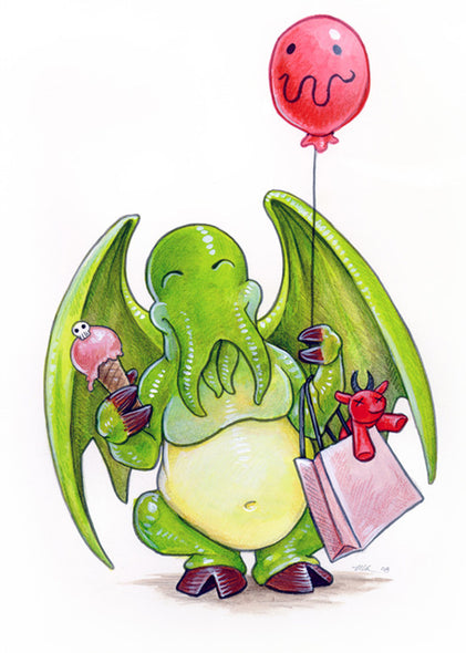 Cthulhu and Friend Prints Art Cyberduds Cthulhu's Day Out - 12x16 ($14)  