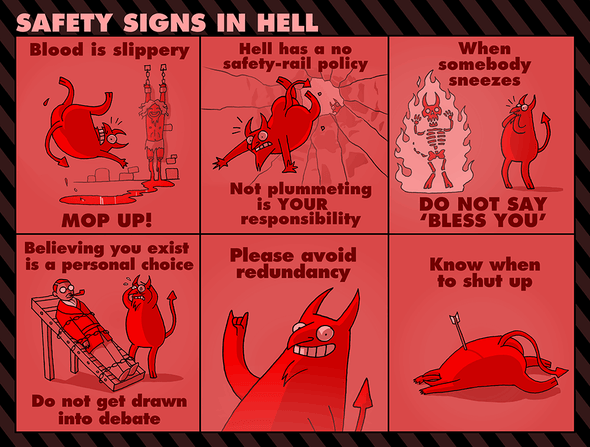 Safety Signs in Hell Print Art Oglaf