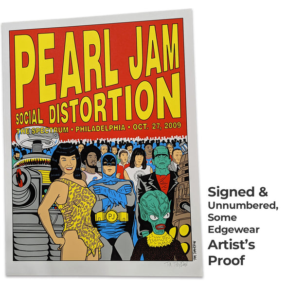 Pearl Jam/Social Distortion Philly 27Oct2009 Poster Prints Tom Tomorrow Signed Unnumbered Artist's Proof