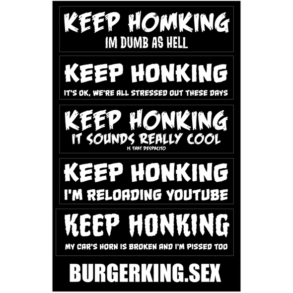 Keep Honking Stickers Stickers Stickermule Half Sheet  