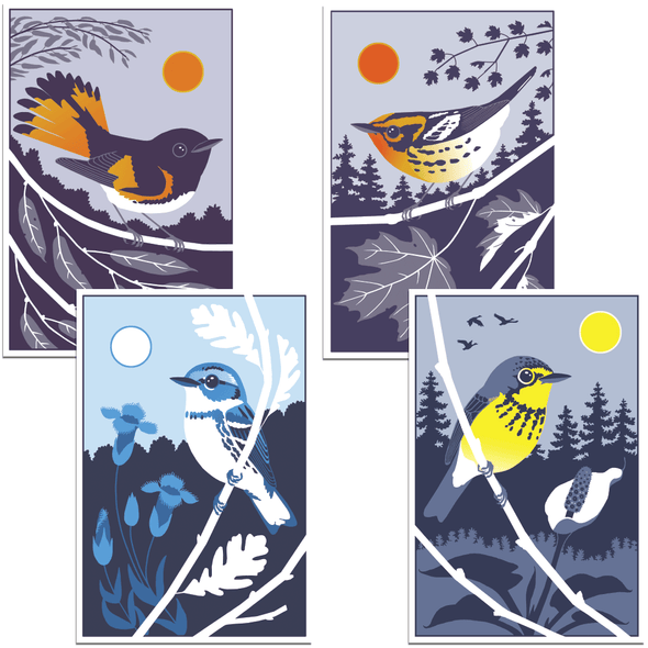 Beautiful Birds Poster Four-Pack Art Bird & Moon