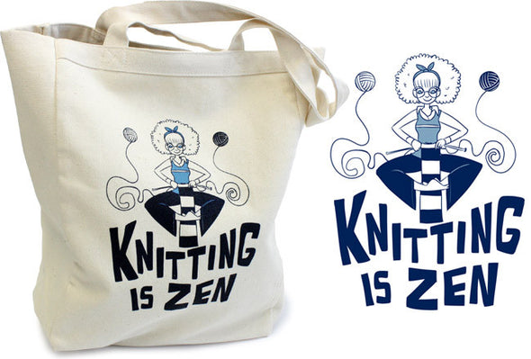 Knitting is Zen Tote Bags John Allison