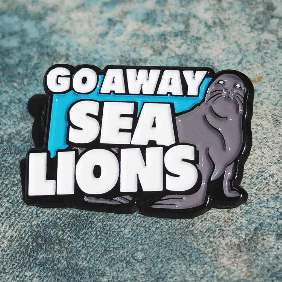 Wondermark Enamel Pins | SERIES 2 Pins and Patches Wondermark Go Away Sea Lions