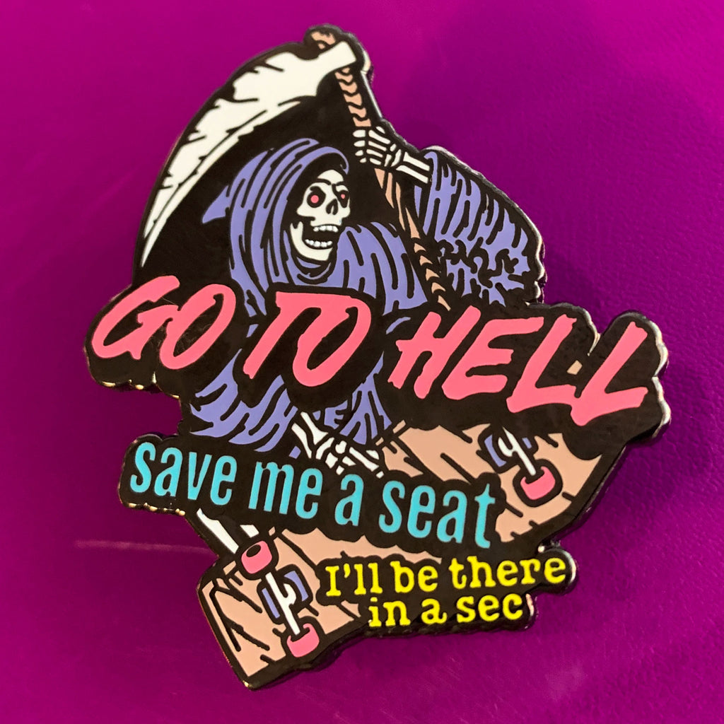 Wondermark Enamel Pins | SERIES 2 Pins and Patches Wondermark Go to Hell, Save Me a Seat