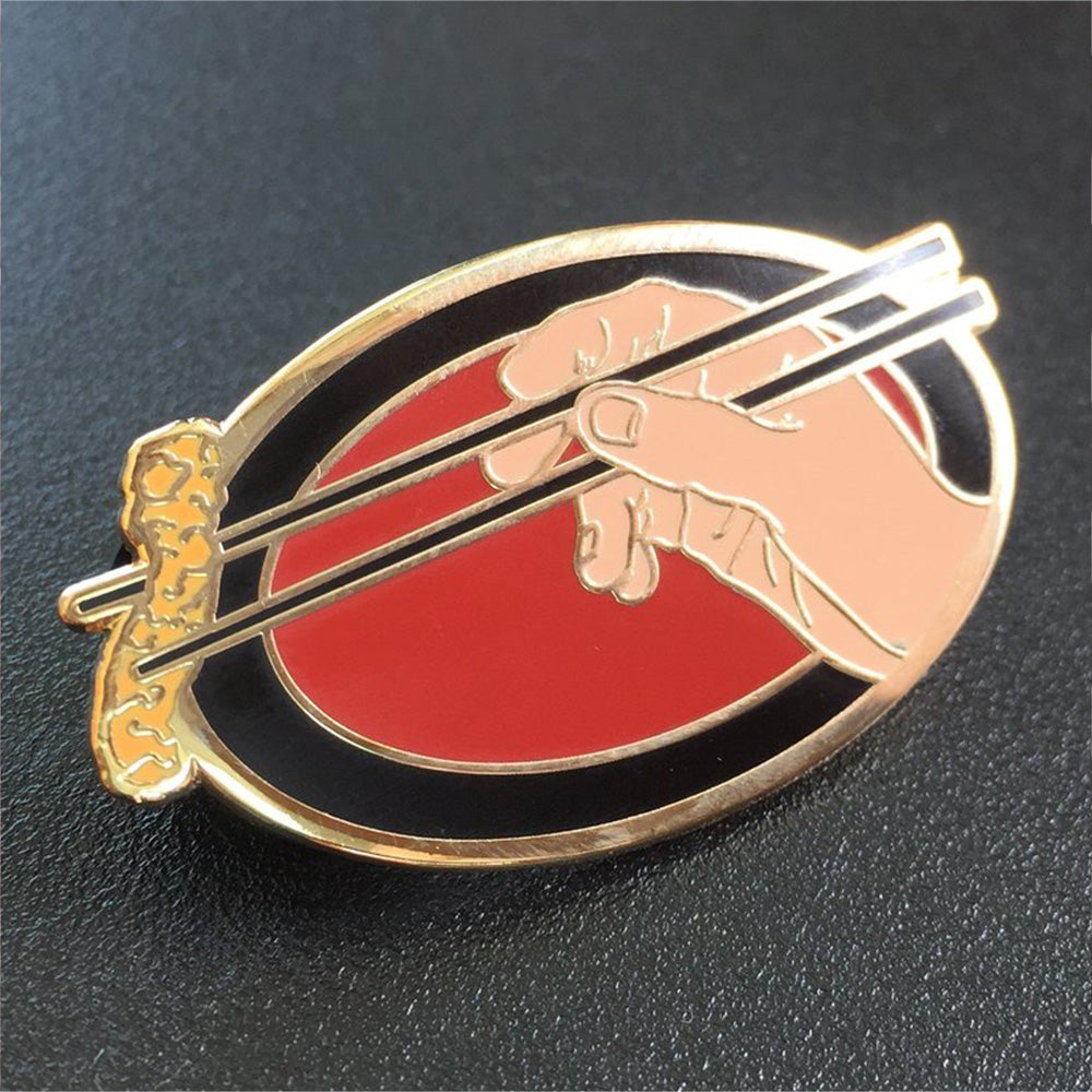 Wondermark Enamel Pins | SERIES 1 Pins and Patches Wondermark Cheetos with Chopsticks