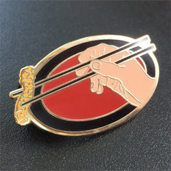 Wondermark Enamel Pins | SERIES 1 Pins and Patches Wondermark Cheetos with Chopsticks