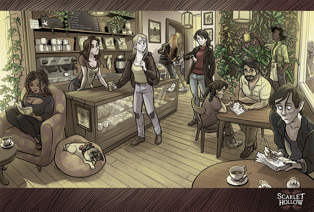 Scarlet Hollow Prints (13x19") LIMITED TIME! Accessories Black Tabby Games Coffee Shop