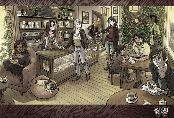 Scarlet Hollow Prints (13x19") LIMITED TIME! Accessories Black Tabby Games Coffee Shop
