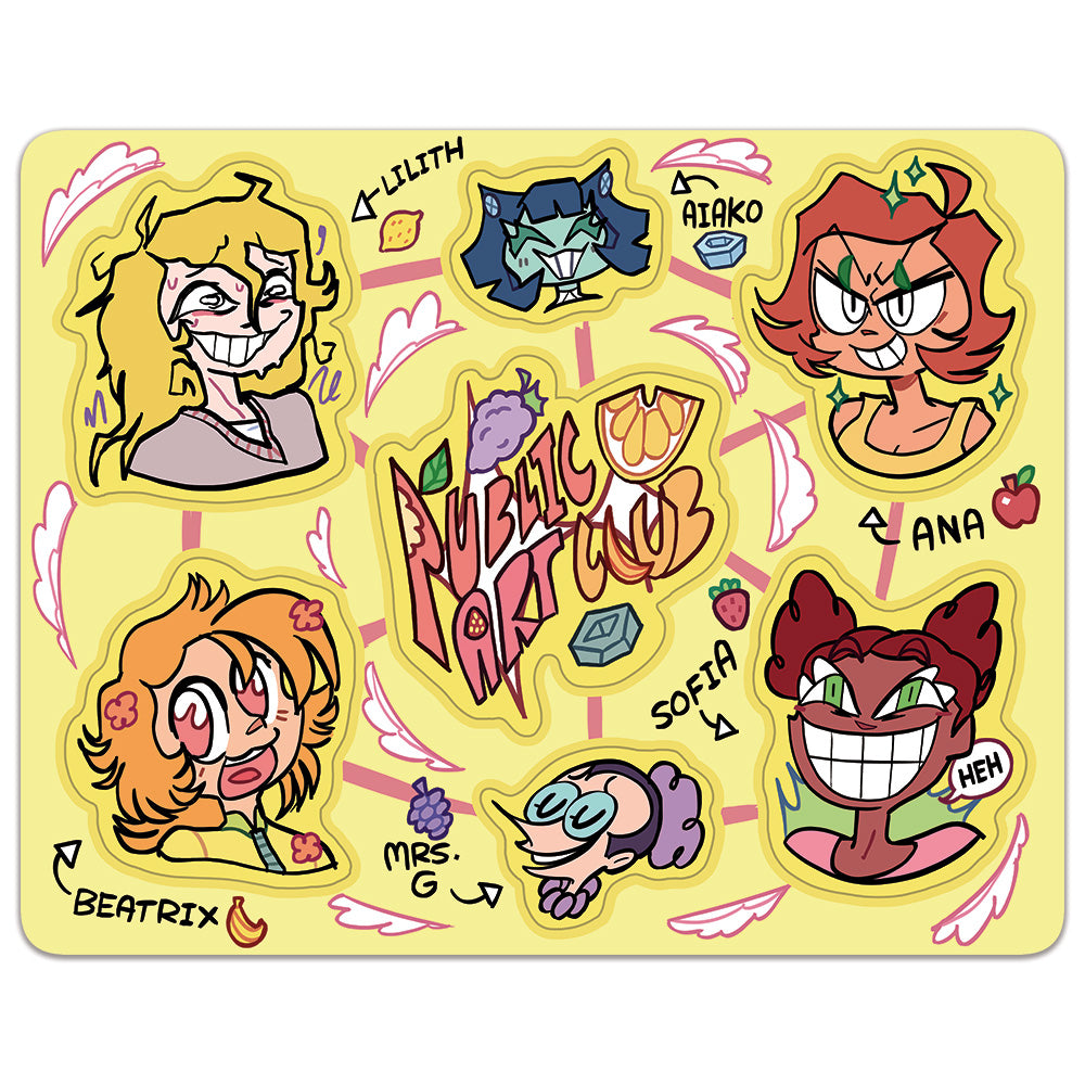 Public U. Art Club Sticker Sheet Stickers Shen Comix