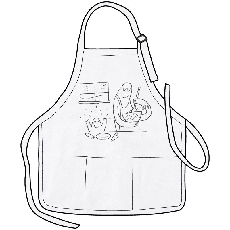 Cooking Apron Accessories Brunetto Blackish on White  