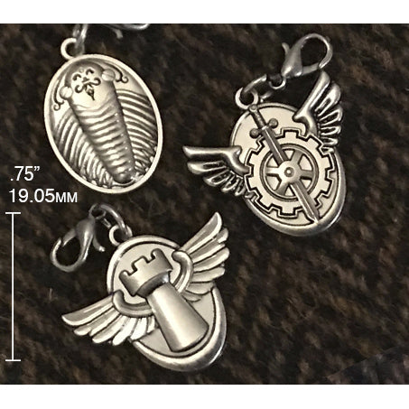 Girl Genius Charms Set 01 - Houses Pins and Patches GG Silvery  