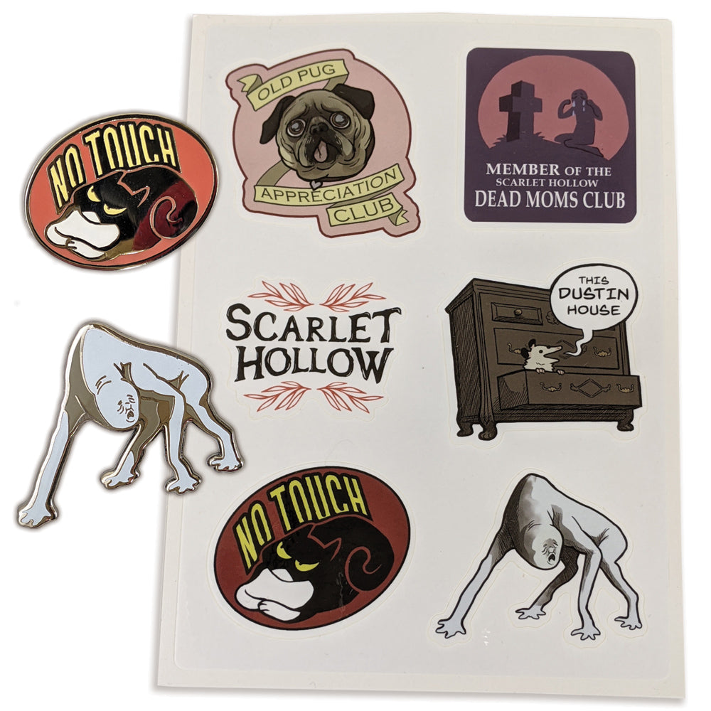 Scarlet Hollow Collector's Set Pins and Patches AH Both Pins and Sticker Sheet!  