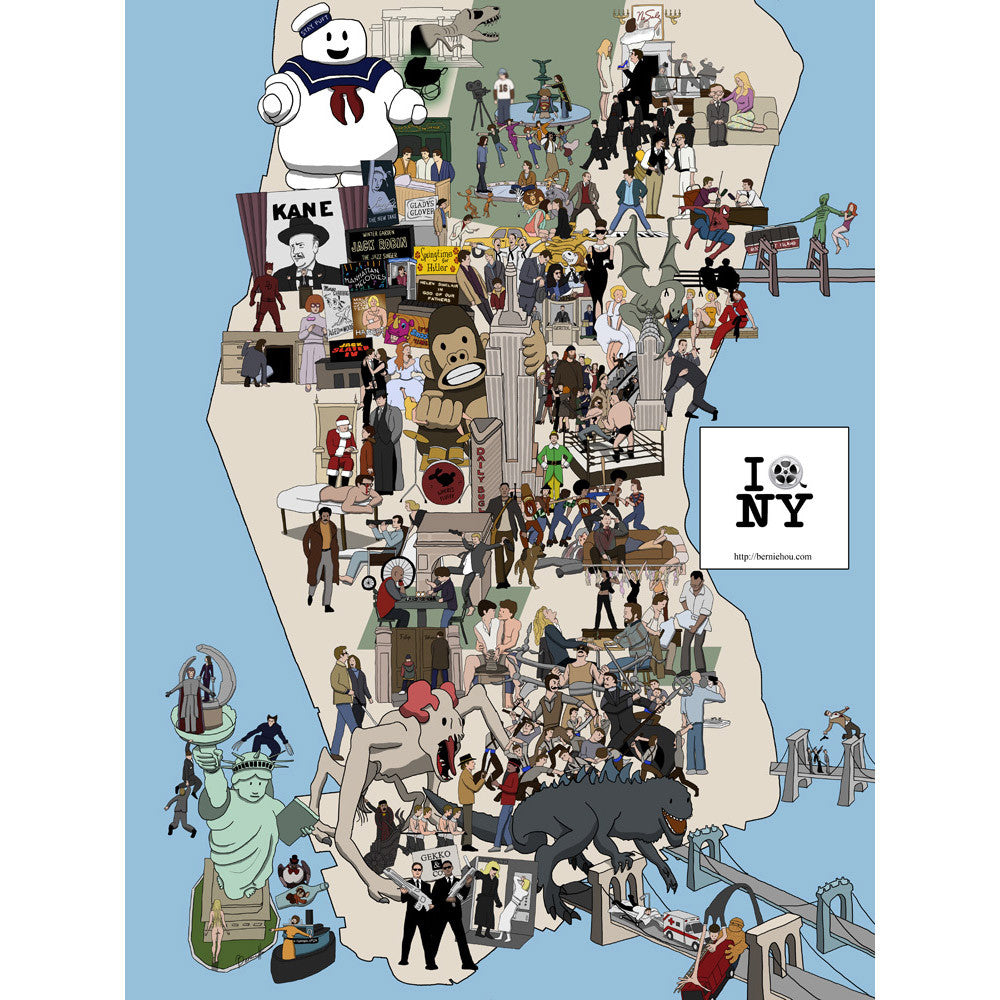 New York Movie Locations Map Art Cyberduds   