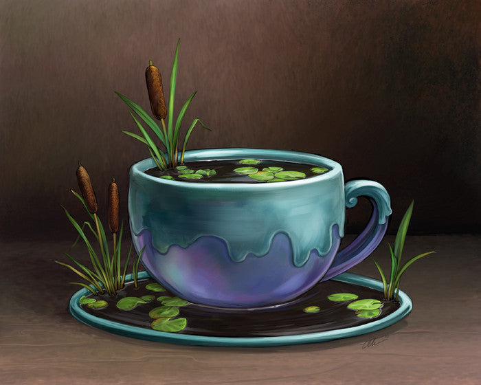 Matters of Tea Prints Art Cyberduds Cat Tail Cup - 12x16 ($14)  