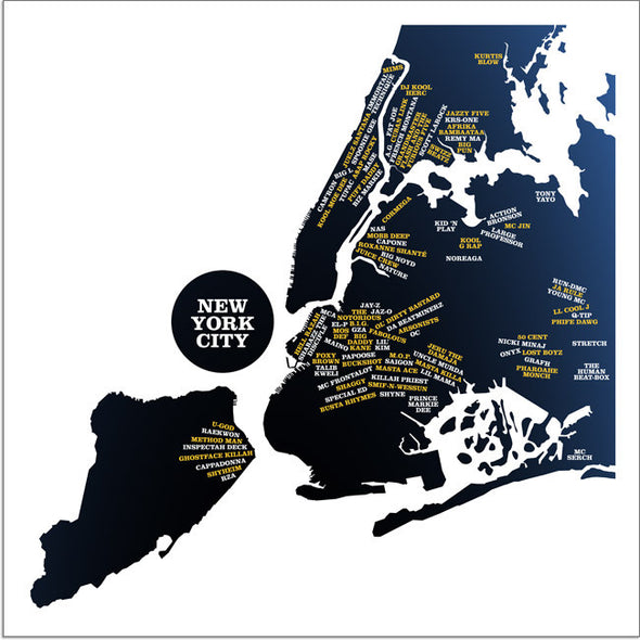 New York City Area Rappers Map Art Brunetto   