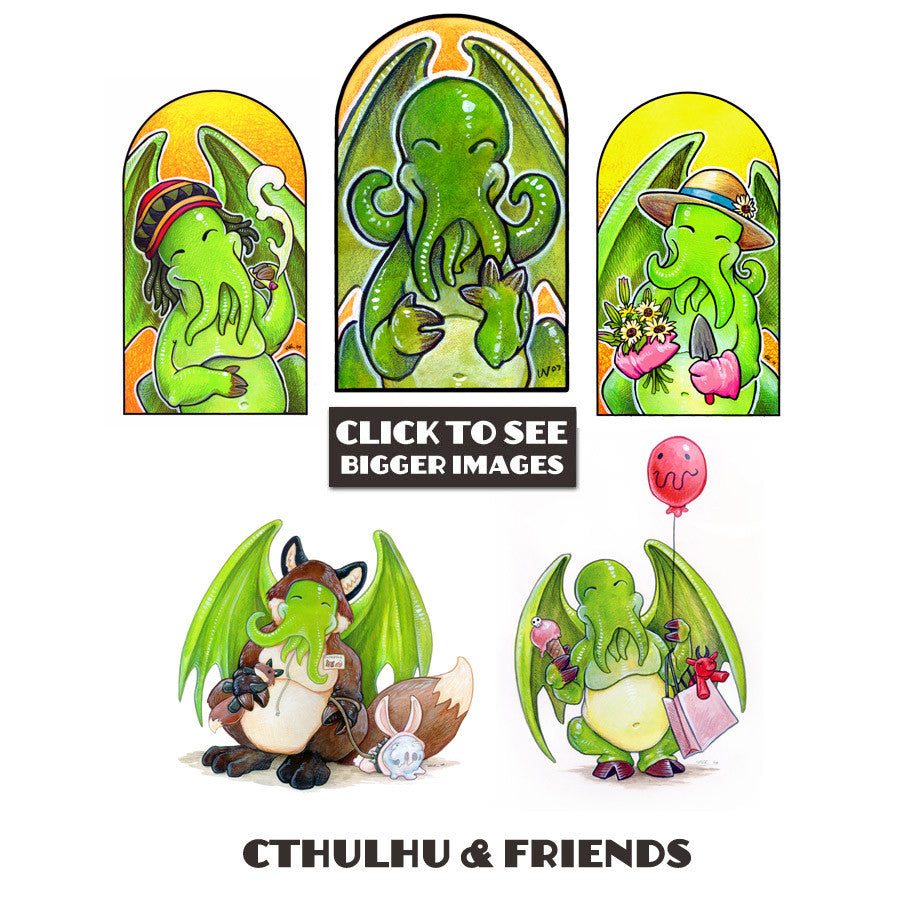 Cthulhu and Friend Prints Art Cyberduds   