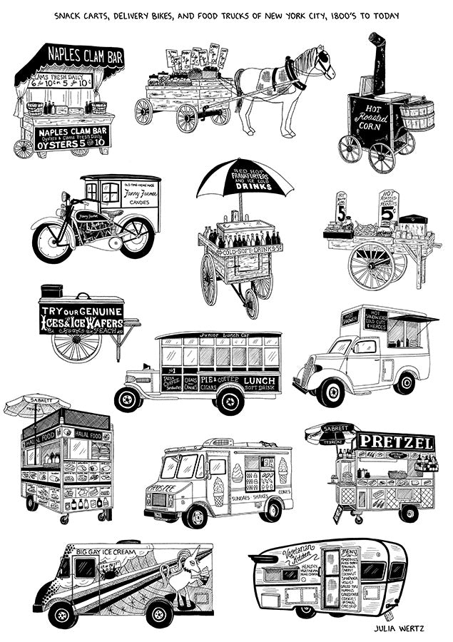 Cityscape Prints Art Cyberduds Food Carts - 12x17  