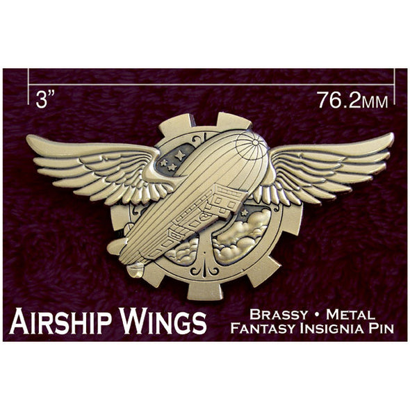 Fantasy Airship Wings Insignia Pin Pins and Patches GG Brass  