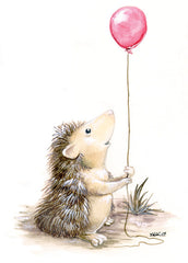 Small Things Prints Art Cyberduds Hedgehog Balloon - 12x16 ($14)  