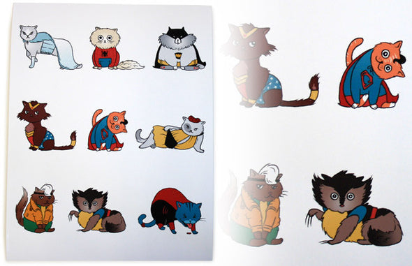 Kitty Heroes Print 8"x10" Art Cyberduds   