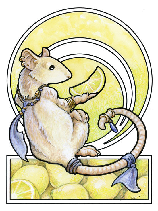 Cool Rodents Prints Art Cyberduds Lemon Rat - 12x16  