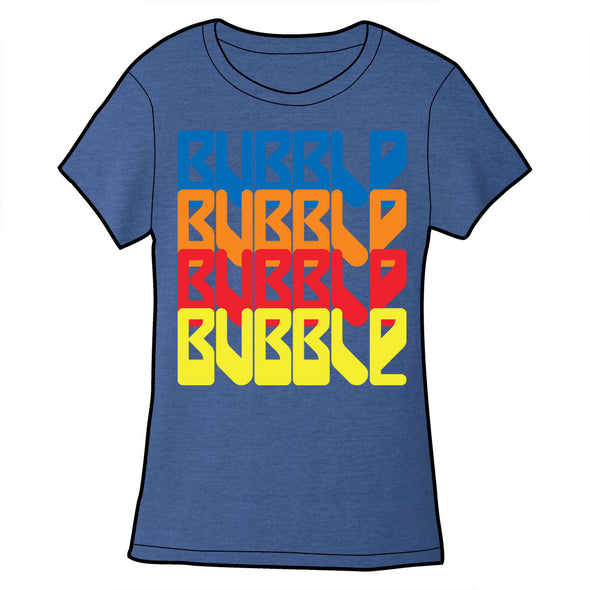 Bubble Retro Logo Shirt *LAST CHANCE* Shirts Cyberduds Blue Ladies Small 