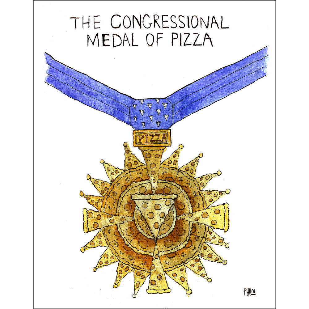 Phil McAndrew 11x14 Inch Prints Art Cyberduds Pizza Medal  