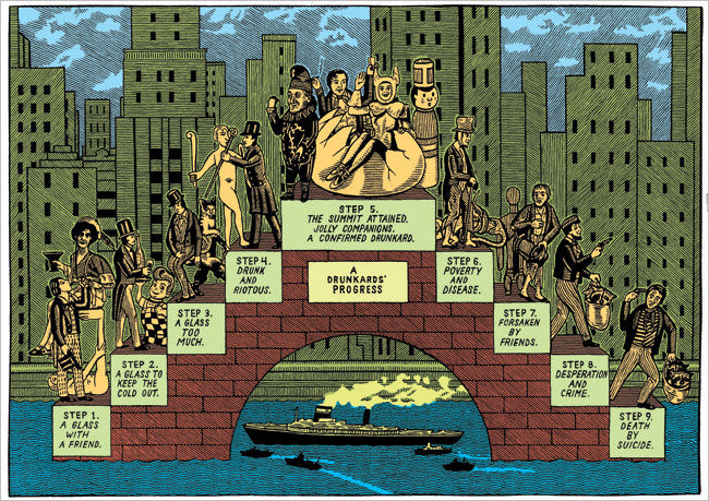 A Drunkard's Progress Print (12"x17") Art Cyberduds   