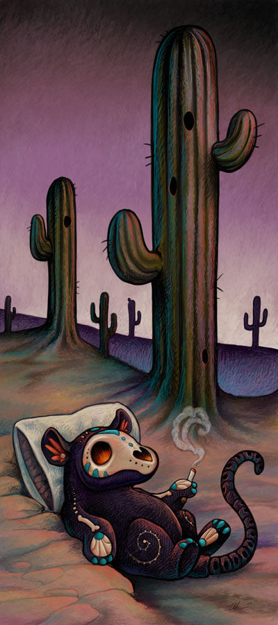 Cool Rodents Prints Art Cyberduds Muerte and Cactus - 11x17  