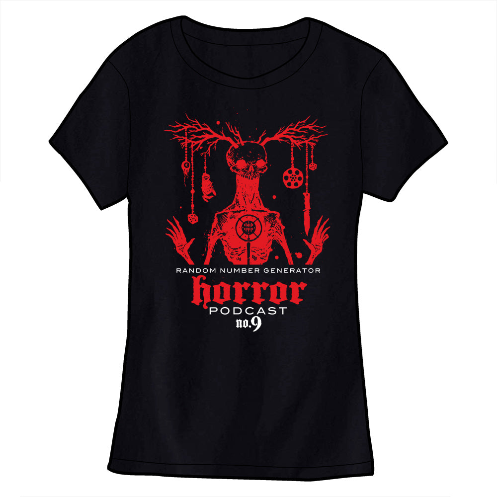 Random Number Generator Horror Podcast No. 9 Antler Skull Shirt VERSION TWO Shirts Cyberduds Ladies Small  