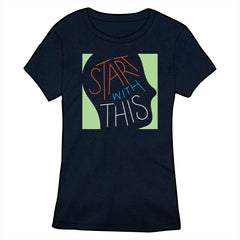 Start With This Logo Shirt - Navy Shirts Cyberduds Ladies Small  