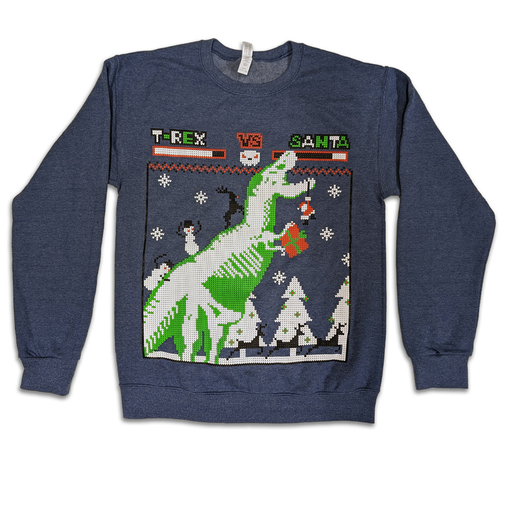 T-Rex Vs. Santa Sweater Shirts Brunetto   