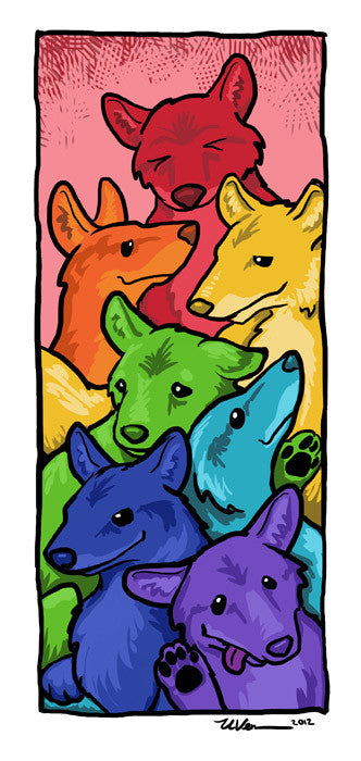 Vivid Beasts Prints Art Cyberduds Rainbow Yotes - 9x18 ($14)  
