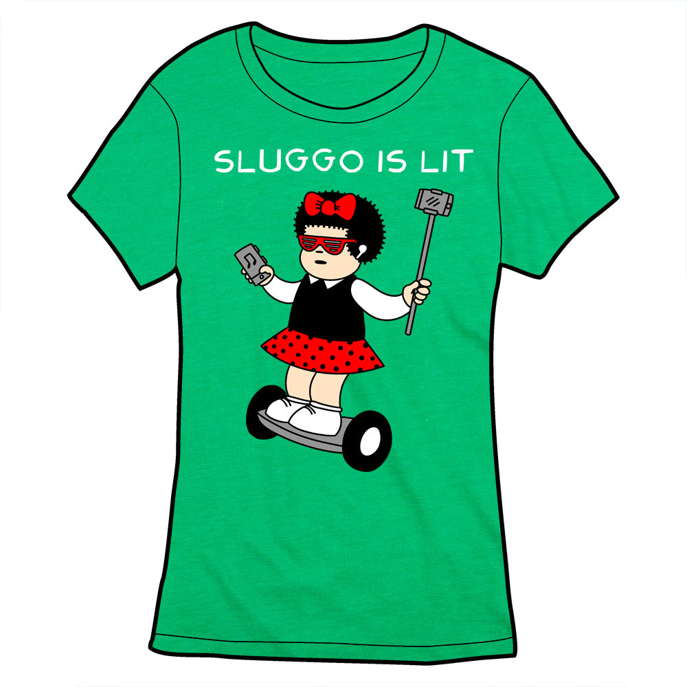 Sluggo Is Lit Shirt Shirts clockwise Ladies Small Kelly Green 