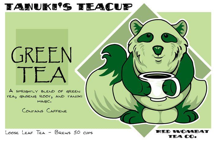 Red Wombat Tea Company Prints Art Cyberduds Tanuki Teacup - 18x12  