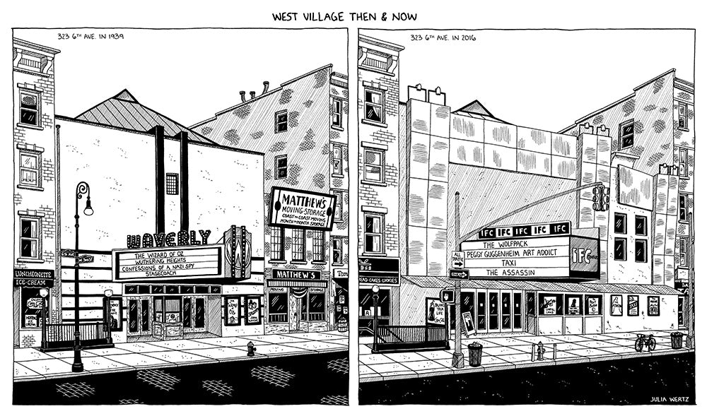 Cityscape Prints Art Cyberduds West Village Then & Now - 18x10  
