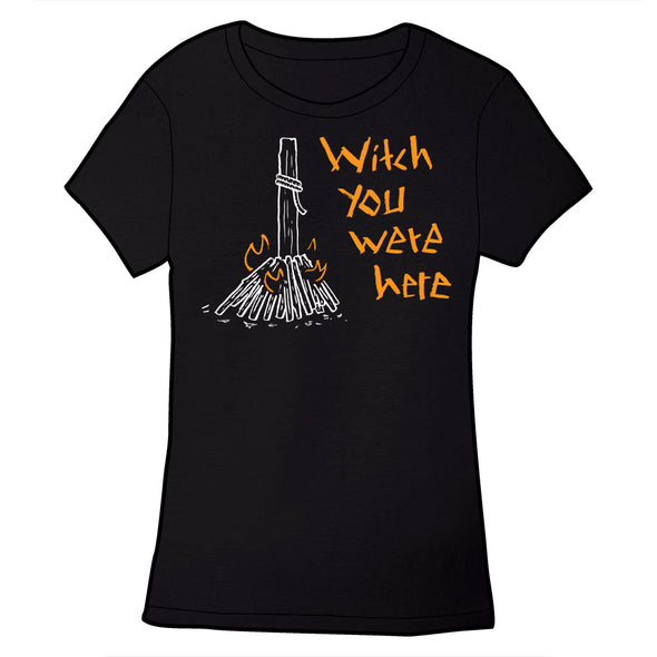 TopatoCo Halloween Shirts Shirts Cyberduds Witch You Were Here Ladies Small 