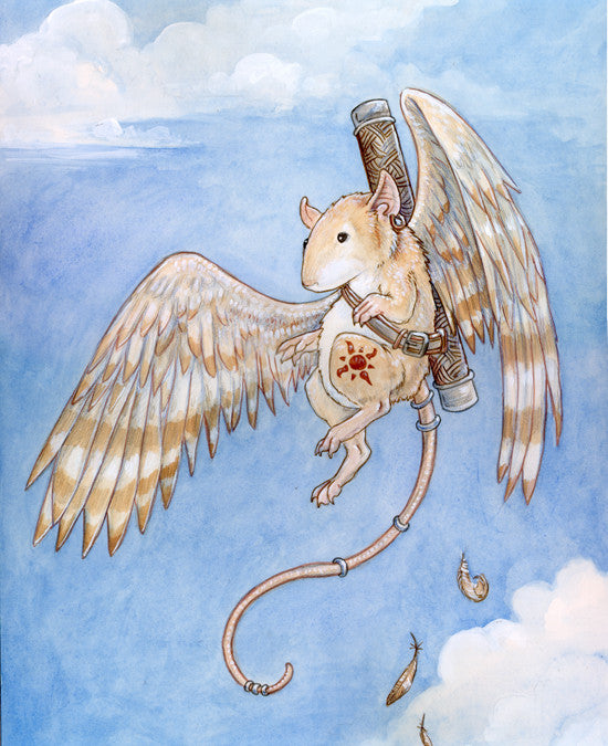 Cool Rodents Prints Art Cyberduds Winged Rat - 12x16  